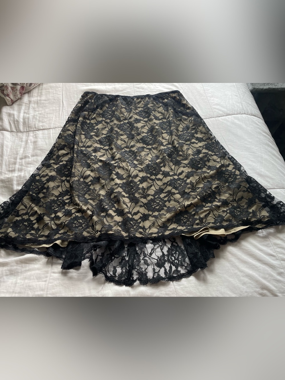 Black Lace Overlay Asymmetric Skirt 1X XL Whimsigoth Dark Romantic Vamp Goth 90s